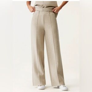 OGL Wide-Leg High-Waist Pants in Light Taupe